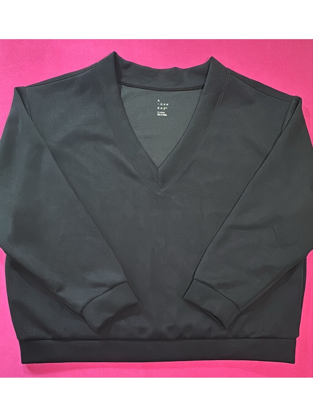 A New Day Work Size XL Black V‑Neck Long Sleeve Top Size XL New
